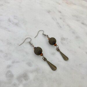 NWOT Upcycled & Handmade Gold/Brown Dangle Earrings